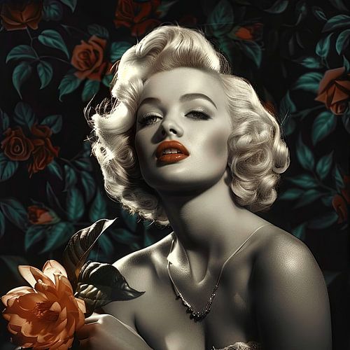 Vrouwen in glamourstijl vijftiger en zestiger jaren fotografie en filmindustrie. Kunstmatige intelligentie van niet bestaande personen.