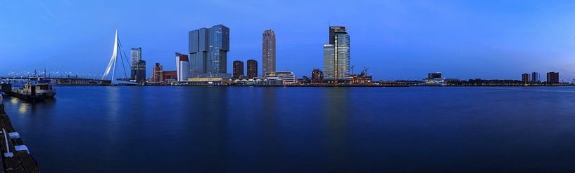 Rotterdamse skyline op het blauwe uur van Frank Herrmann