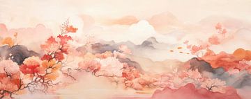 Beruhigende Blütenlandschaft von Abstraktes Gemälde