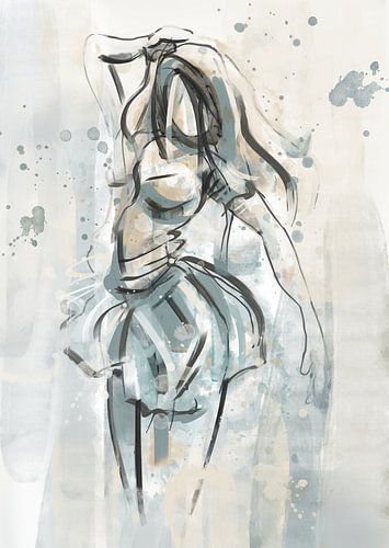 Danseres in blauw en zacht geel