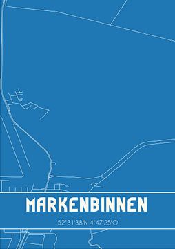 Blauwdruk | Landkaart | Markenbinnen (Noord-Holland) van Rezona