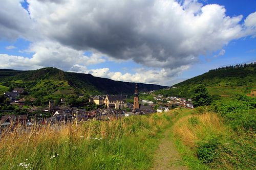 Uitzicht over Cochem in het dal van het Eifelgebergte