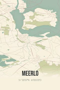 Vintage landkaart van Meerlo (Limburg) van Rezona