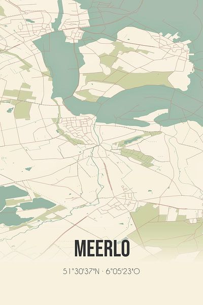 Vintage map of Meerlo (Limburg) by Prints of Place