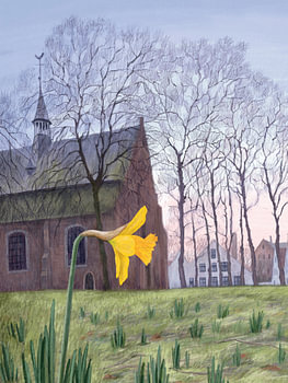 Lente in het Begijnhof van Brugge: Eerste Paasbloem