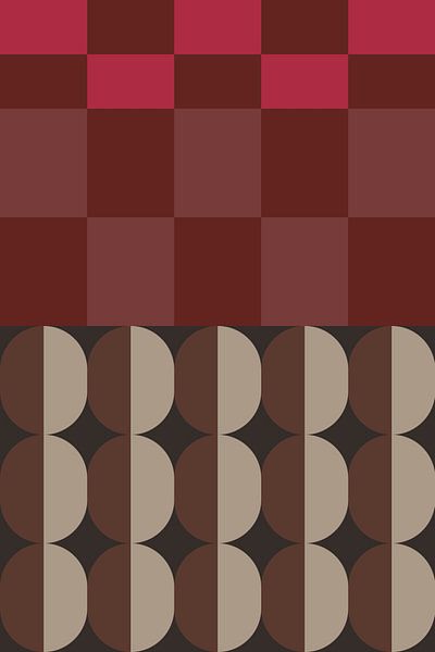Retro kunst uit de jaren 70. Abstract geometrisch patroon nr. 2_10 van Dina Dankers
