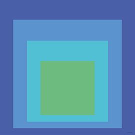 Abstract Blue Green Square – Minimalist Colour Study by Mid Century Art House