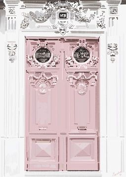 French Doors Soft Pink Grey Digital Illustration by Mascha Siekkötter