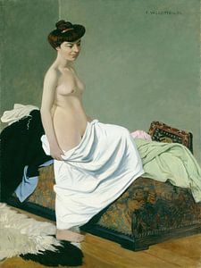 Félix Vallotton - Stehender Akt, der sein Kleid auf dem Knie hält (1904)