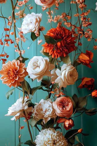 Een georganiseerde chaos van Vurige Dahlia's