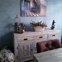 Klantfoto: De verlaten piano en de trap van Truus Nijland, op canvas