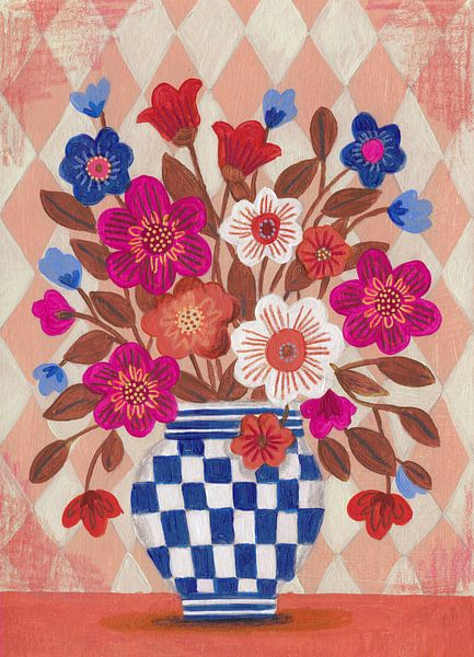 Still life Vase with Bouquet Bright colours by Caroline Bonne Müller