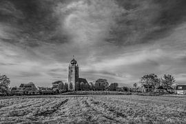 Ansicht des friesischen Dorfes Deinum in schwarz/weiß von Harrie Muis