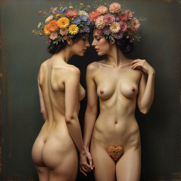 Frauen mit Blumenstrauß von The Nudes Gallery