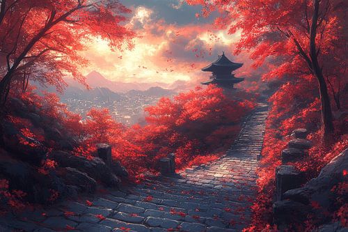 Schilderachtig japans beeld landschap