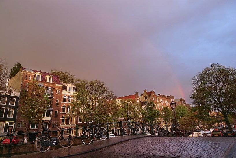 Rainbow above Prinsengracht by Marianna Pobedimova