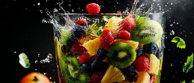 Frischer Obstsalat mit lebendigen Farben von Poster Art Shop