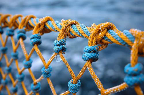 Abstract Knoop in Blauw en Geel