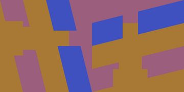 70s Retro funky geometric abstract pattern in cobalt blue, purple, ocher sur Dina Dankers