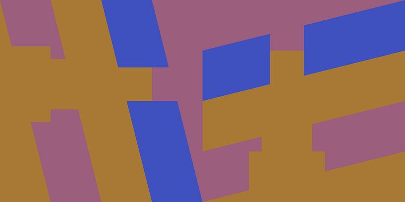 70s Retro funky geometrisches abstraktes Muster in kobaltblau, lila, ocker von Dina Dankers