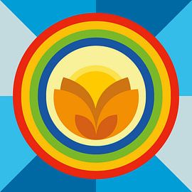 Sunflower with a rainbow by Janita Dijkstra