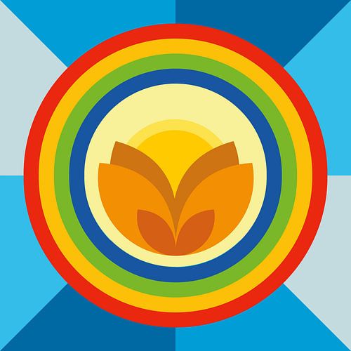 Sonnenblume mit Regenbogen von Janita Dijkstra