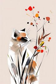 Dreamy Lap cat amidst flowers by Karina Brouwer
