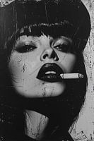 Pop-Art portrait woman in black and white