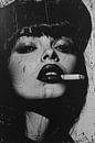Pop-Art portrait woman in black and white by Jellie van Althuis thumbnail