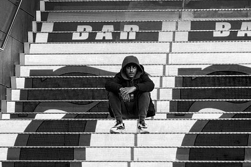 Lichtgevende trap Spuimarkt in Den Haag