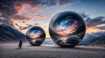 Sferen van kosmische reflectie van Klaus Tesching - Art-AI