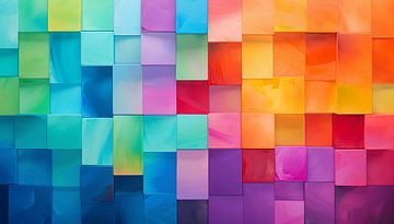 Panorama abstrait de blocs colorés sur TheXclusive Art