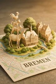 Bremen City Diorama Poster – Whimsical Hanseatic Architecture Print by Travel Shop