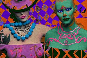 Popart-Porträts-Power-Paare