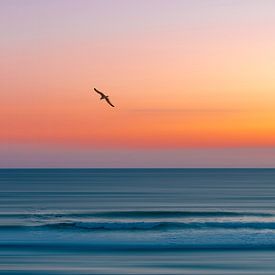 Zonsondergang over oceaangolven van Dirk Wüstenhagen