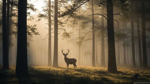 Majestic Deer in Misty Forest