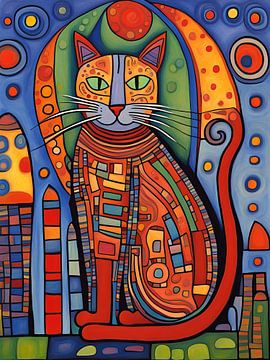 Cat Art in the Style of Hundertwasser (No.2) by Vincent the Cat