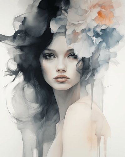 Modern portret, aquarel