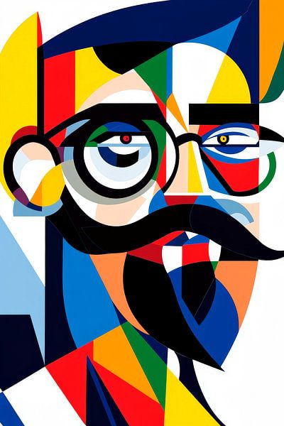 Buntes Porträt mit Geometrischen Formen von Poster Art Shop