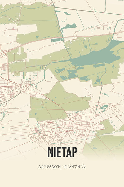 Vintage map of Nietap (Drenthe) by MyCityPoster on canvas, poster ...
