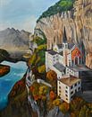 schilderij Het heiligdom Madonna della Corona - Italië van Wouter Wissink thumbnail