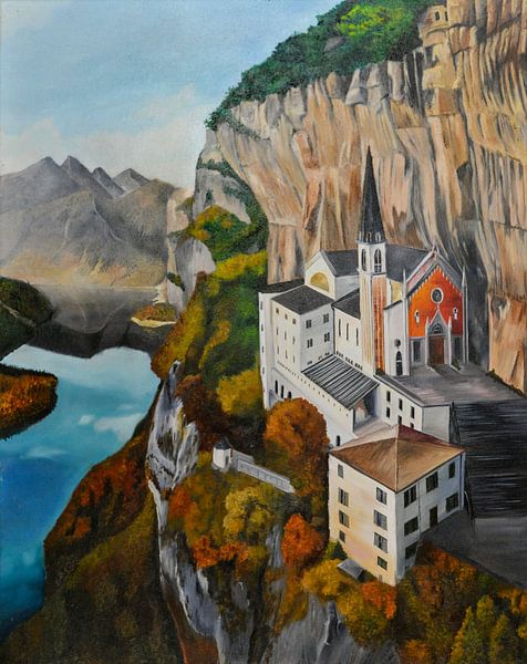 schilderij Het heiligdom Madonna della Corona - Italië van Wouter Wissink
