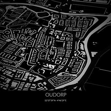 Zwart-witte landkaart van Oudorp, Noord-Holland. van Rezona
