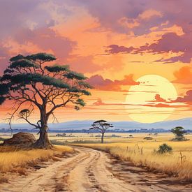 Serengeti Solitude: a symphony at sunset by Beeld Creaties Ed Steenhoek | Photography and Artificial Images