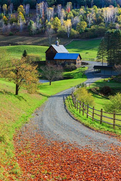 Herfst bij de Sleepy Hollow Boerderij, Woodstock, Vermont van Henk Meijer Photography