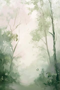 Nevelig bos met zachte kleuren van Poster Art Shop