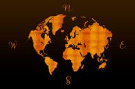 MODERNE grafische kaart van de wereld | goud van Melanie Viola thumbnail