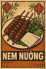 Nem Nướng Poster – Retro Vietnamese Grilled Pork Art by Travel Shop