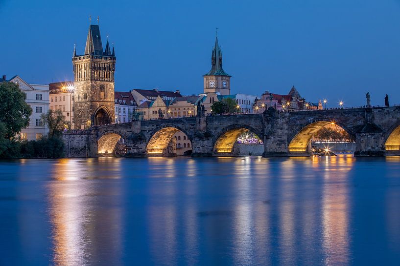 Prague - Charles Bridge over the Vltava at night by t.ART