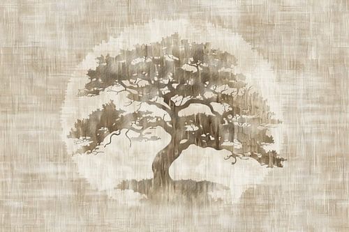 Peinture d'arbre | La solitude de la croissance ancienne